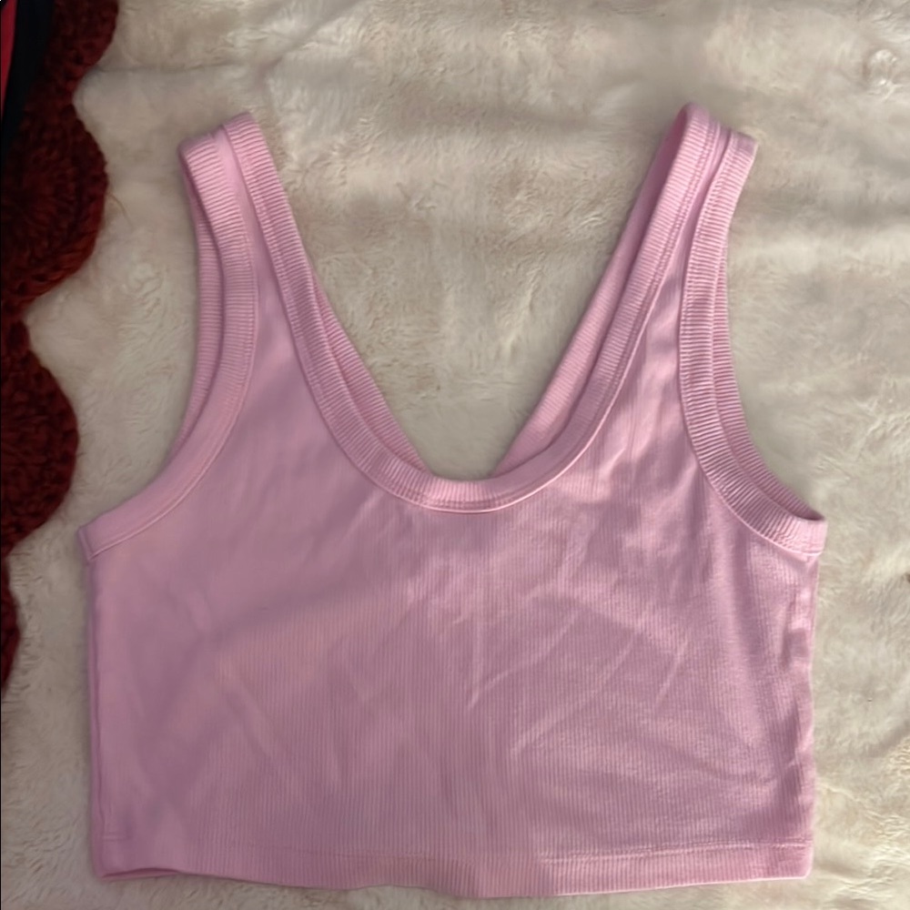 Pink Ribbed Crop Top